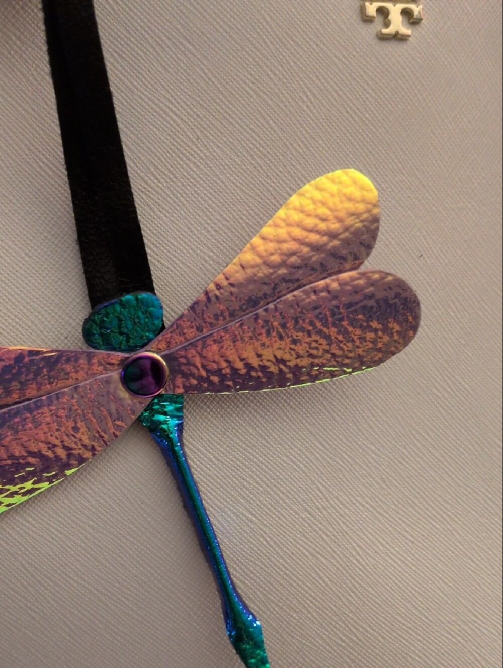 Hand Made Iridescent Dragonfly Bag Charm Purple & Green - Picture 3 of 9